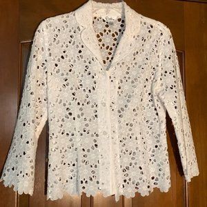 Lilly Pulitzer White Cut Out Lace Jacket Size 10
